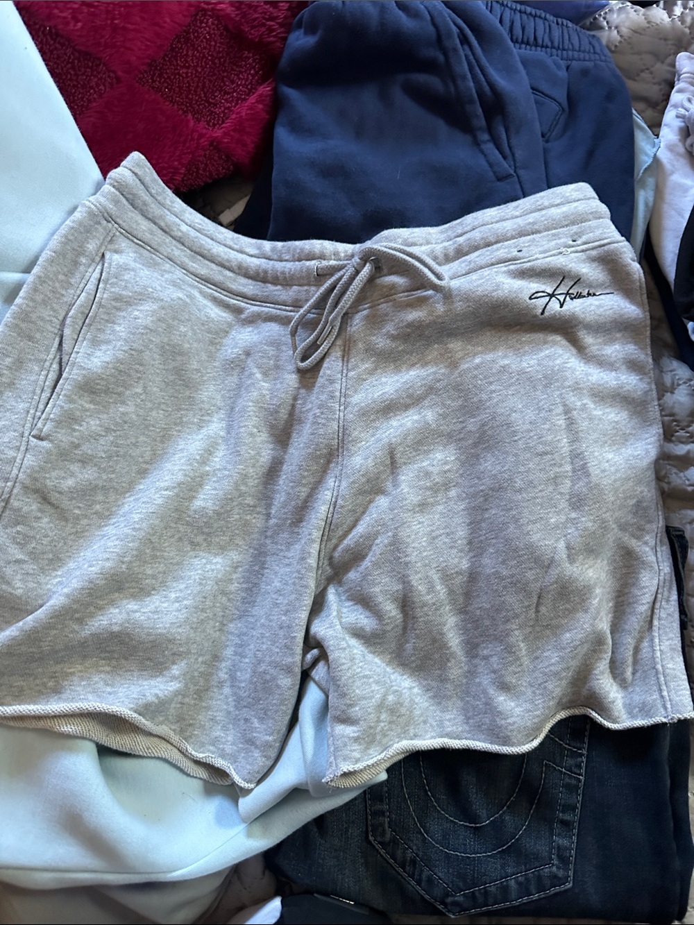 Hollister Light Gray Athletic Drawstring Shorts